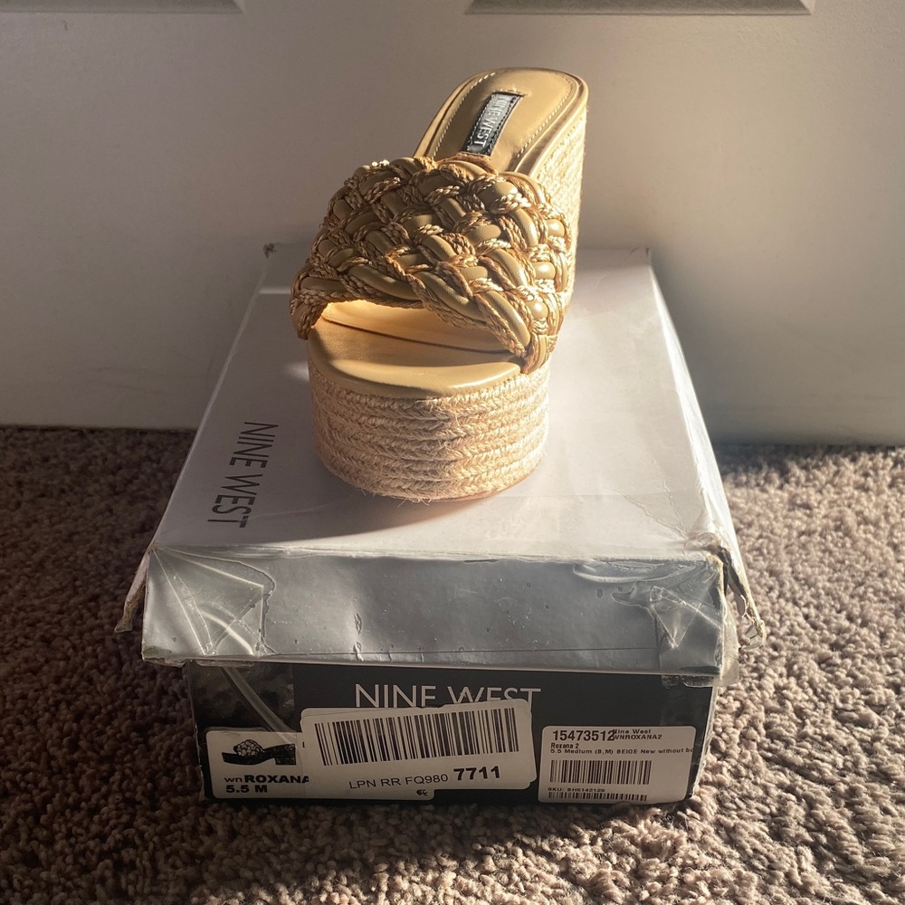 Nine West Braided Metallic Tan Platform Mule
